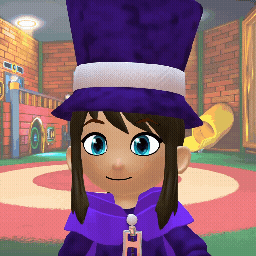 An animated image of Hat Kid with a custom palette